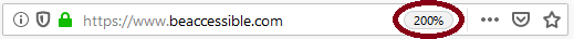 screenshot showing zoom percentage in browser address bar