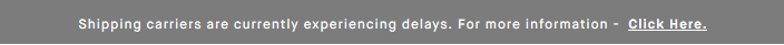 screenshot of sample website banner that reads Shipping carriers are currently experiencing delays. For more information - Click Here.