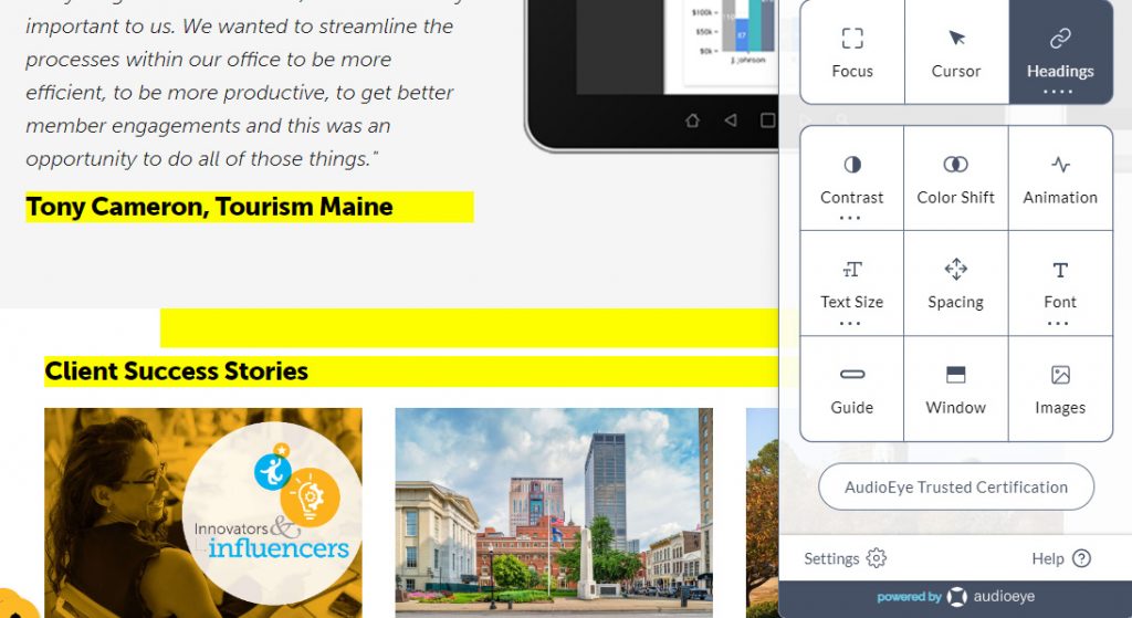 screenshot of highlighted empty headings