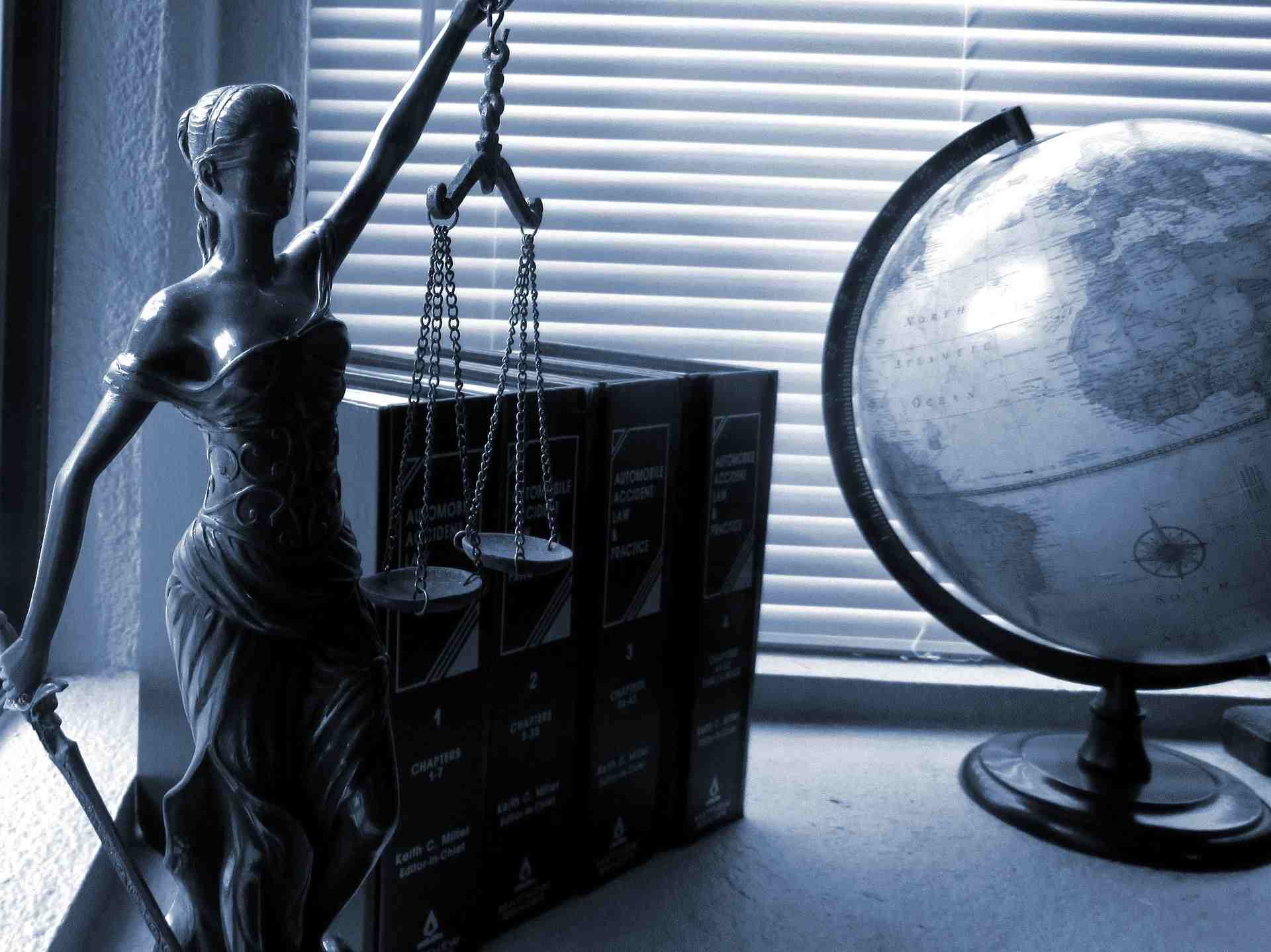 lady justice on a desktop