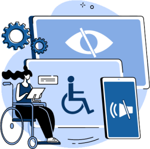 disabled woman with a tablet