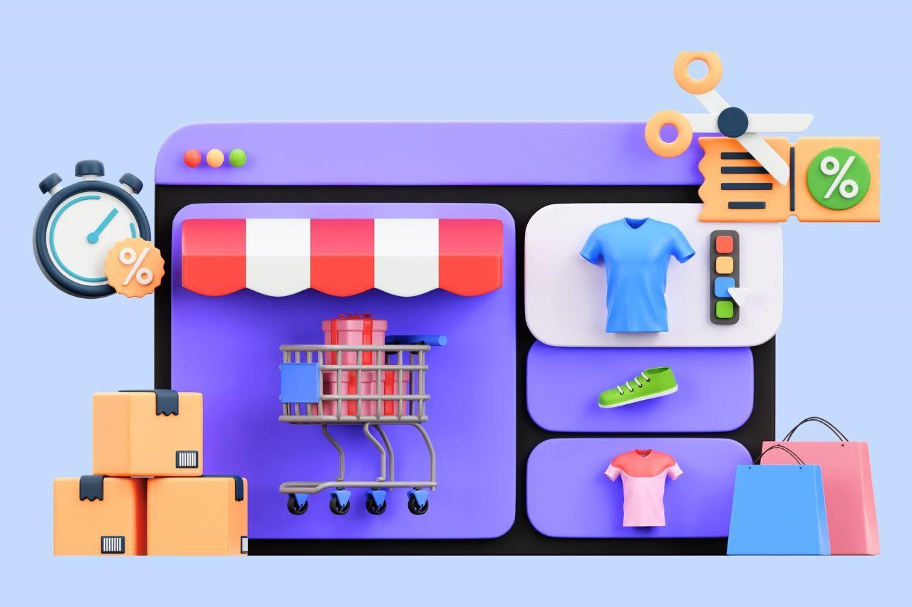 animated representation of an online store