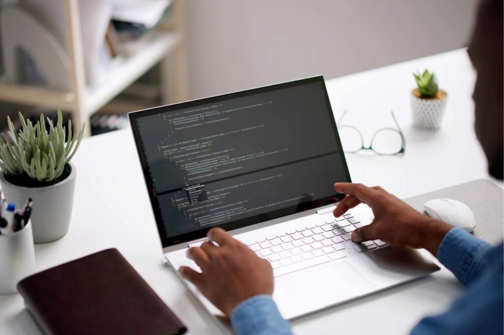 man working on a laptop