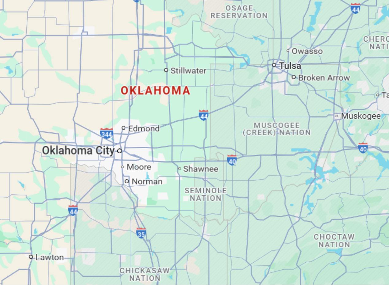 Oklahoma state map Oklahoma state map