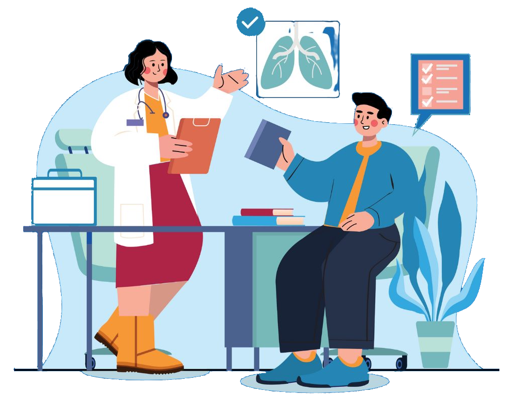 essi A doctor and patient discuss lung health during a check-up