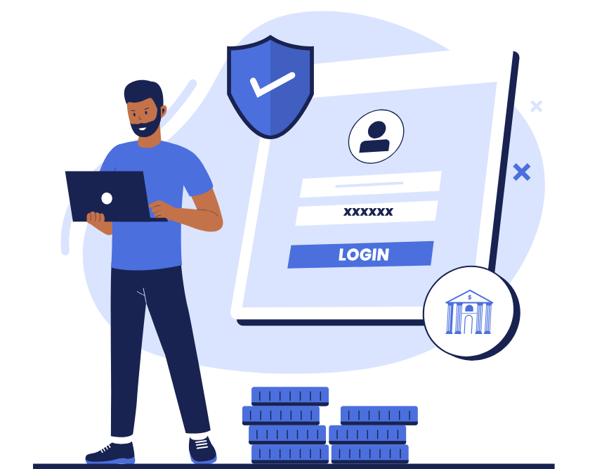 Accessible login interface with security and user authentication illustration